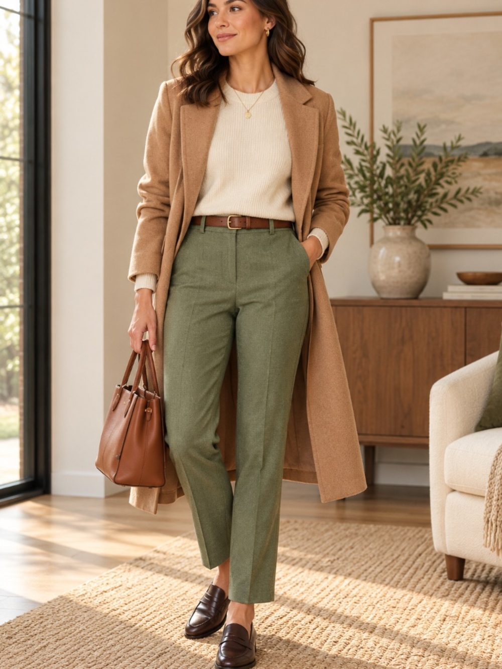 J.Crew | Heathered Olive | 6 | Wool Blend | Fully Lined Trousers